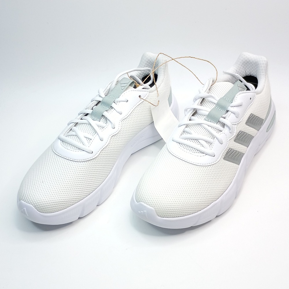 Adidas Cloudfoam Flex Laces Running Shoes Women Size 11 White Silver JS4891 - Picture 2 of 10